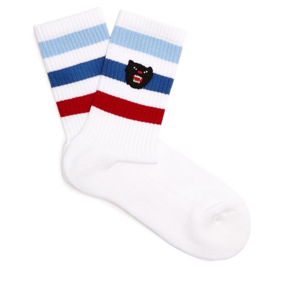 New Gucci puma patch striped blue red socks sz Medium - Picture 2 of 12